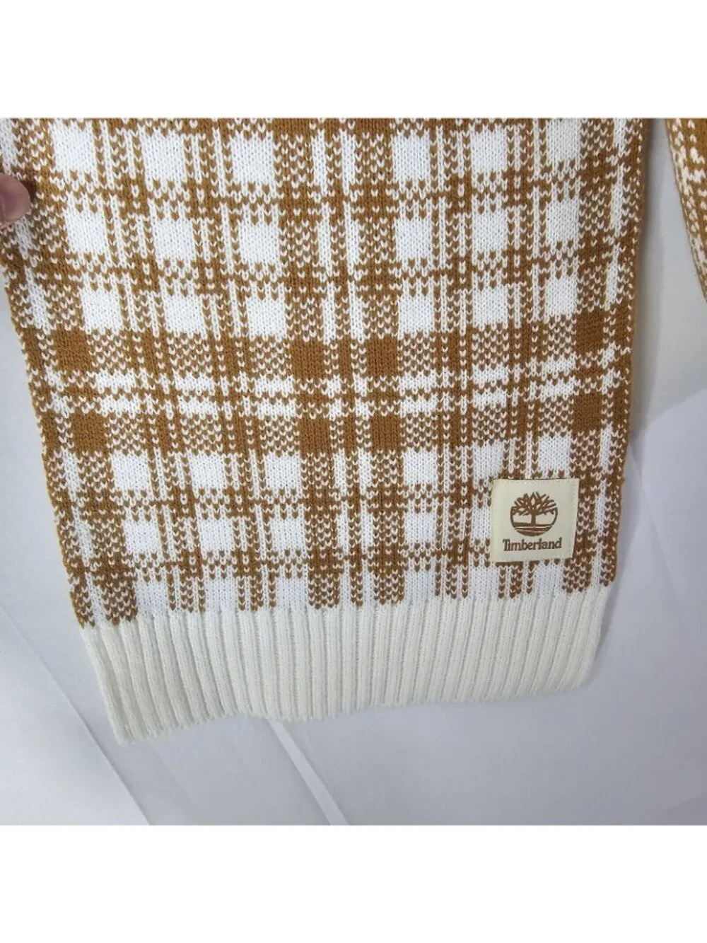 NWT Timberland Scarf One Size Brown Plaid Knit Buffalo Check Winter Outdoor